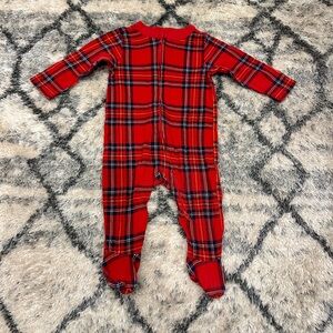 Old Navy Red Tartan Plaid Baby Kids One Piece Footie Pajamas